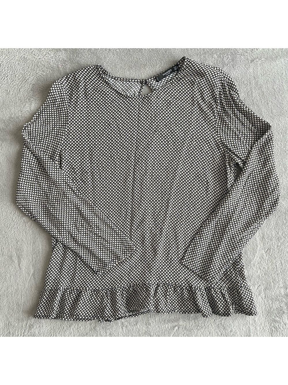 MANGO Ruffle Blouse Medium Allover Print